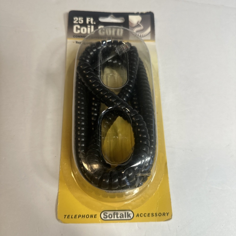 SOFTALK COILED PHONE CORD 25 FT. - BLACK 42261